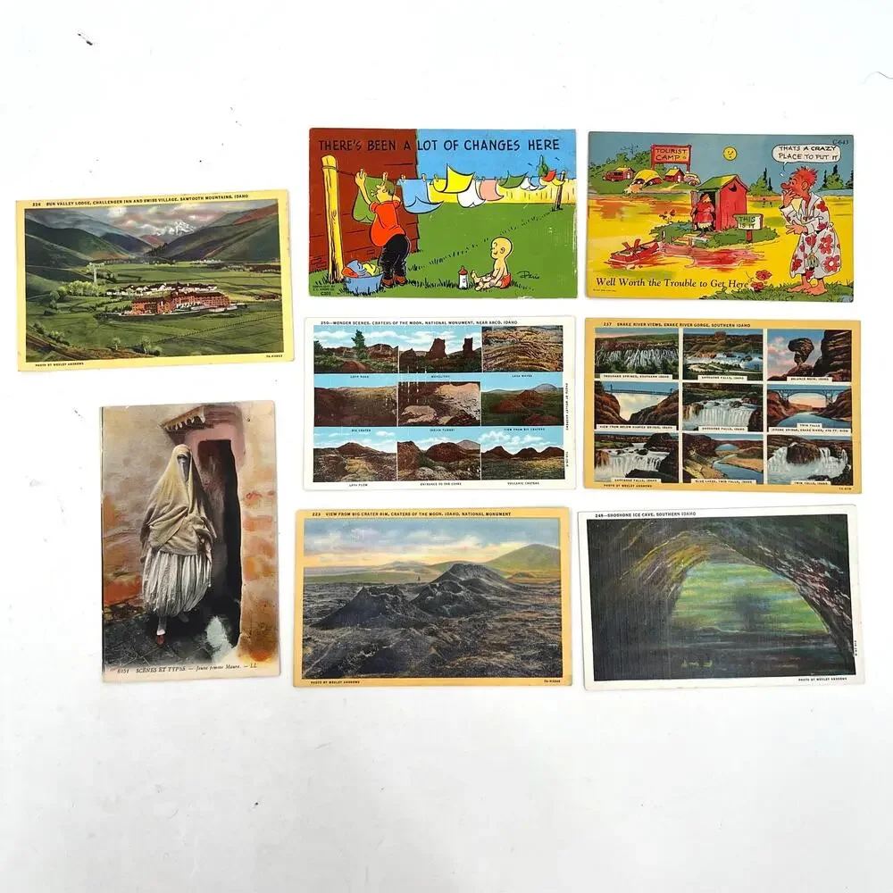 Lot of vintage postcards - mountain waterfalls comic.